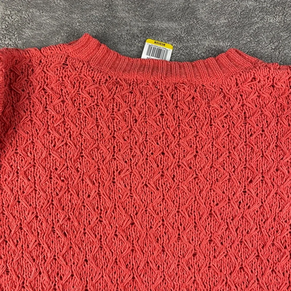 Seven7 Chunky Knit Super Soft Sweater Womens Medium Coral Orange Long Sleeve NWT - Picture 11 of 12